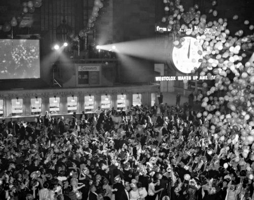 New Year’s Eve celebration in Grand Central Station, New York, 1963