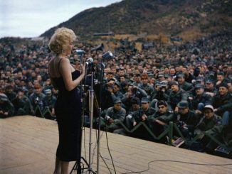 Marilyn Monroe performing to troops in Korea, 1954