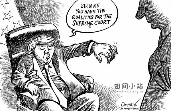 英语漫画 | 谁将填补肯尼迪大法官留下的空白？ Trump Prepares to Nominate a Supreme Court Justice