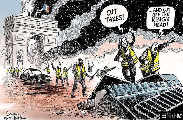 英语漫画 | “黄背心”攻占凯旋门 France’s Yellow Vest Revolution